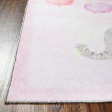 superior nursery elephant anti skid backing indoor area rug soft pink 4 x6