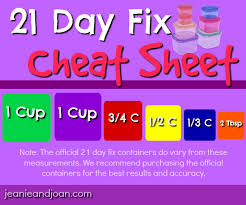 21 Day Fix Container Sizes Portion Control Plan