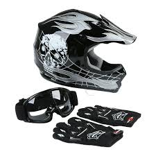 Tct Mt Youth Helmet Goggles Gloves Dot Motocross Hot Youth Kids Helmets Black Skull Dirt Bike Atv Helmet Large