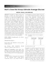 Pdf Hba1c Does Not Always Estimate Average Glucose