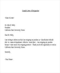 Sample Job Resignation Letter Format Magdalene Project Org