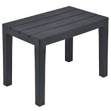 large black plastic garden table bench