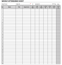 weekly attendance sheet the