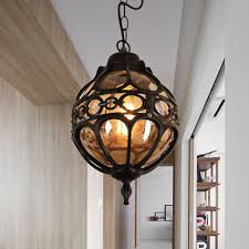 Vintage Pendant Lamp Amber Glass