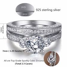 wedding ring set three stone 2 3 ctw