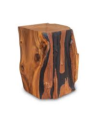 Acacia Wood Stool Square Solid Side