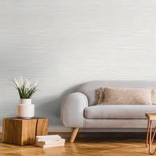 White Textured Faux Grasscloth Wallpaper