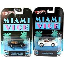 The 1986 white ferrari testarossa in sonny crockett in miami vice. Hot Wheels Miami Vice Tv Series Ferrari Daytona Spyder Retro Entertainment 2 Car Set