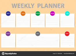 Weekly Schedule Chart Notes White Charts Color Stripes Each
