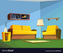 living room interior in cartoon style