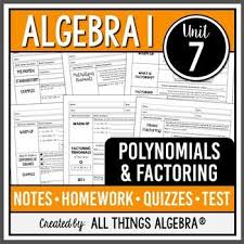 Polynomials And Factoring Algebra 1