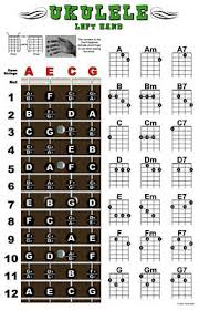 Left Handed Guitar Ukulele Banjo Chord Fretboard Chart