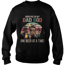 Bear Working On My Dad Bod One Beer At A Time Vintage Retro Shirt
