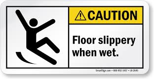 caution floor slippery when wet label