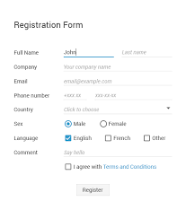 creating registration form with