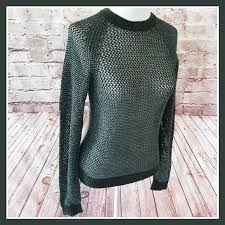 Theyskens Theory Green Crochet Open Knit Sweater