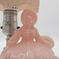 Pink Glass Lady Boudoir Table Lamp