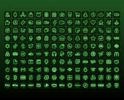 Green Neon App Icons Bundle Neon