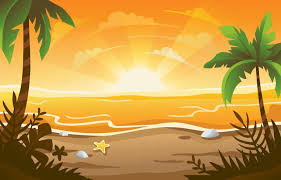 beach sunset vector art icons and