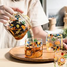 Fun Prints Glass Teapot And Cups