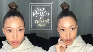 Hair tattoos are a great style option you can change them up. Sleek Top Knot Bun On Natural Hair Youtube