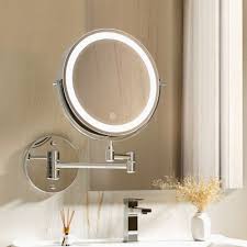 round extendable makeup mirror silver