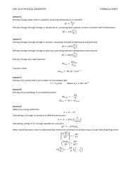 Che 2c2y Physical Chemistry Formula Sheet