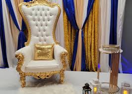 gold and white gold throne chair