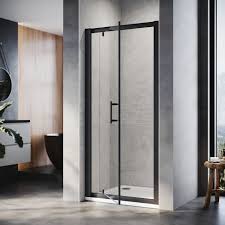 Elegant 1000mm Black Pivot Hinge Shower