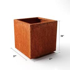 Adding a new color pop planter or. Corten Steel Cube Planter Overstock 32358105