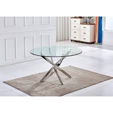 Designer coffee table chrome in silver glass table coffee table repro art deco. Artisan Furniture Monahan 40 Round Glass Dining Table With Silver Chrome Base Dt616