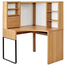 Simple functioning desk i would just swap out one side of. Micke Oak Effect Corner Workstation 100x141 Cm Ikea
