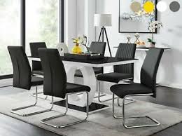 Build all 6 of these beautiful rustic dining room chairs for less than $100! Giovani Black White Gloss Glass Dining Table Set And 6 Leather Chairs Seater Ebay
