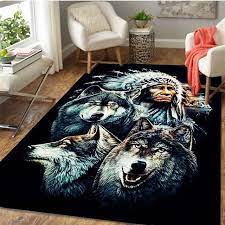 indian queen wolf print rugs
