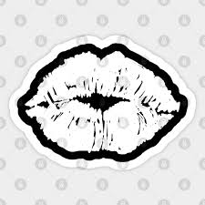 kissing lips mouth lipstick black white