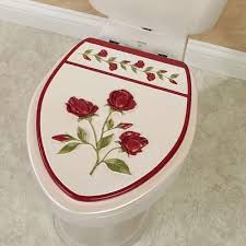 Vining Rose Elongated Toilet Seat Red