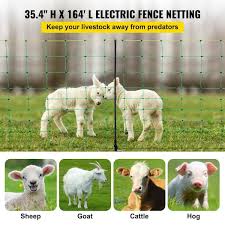 Vevor Electric Fence Netting 35 4 In H X 164 Ft L Pe Net Fencing With 14 Posts Utility Portable Mesh For Farms Green