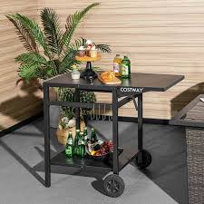 Movable Outdoor Grill Cart With Folding