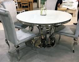 orion round white glass top and chrome