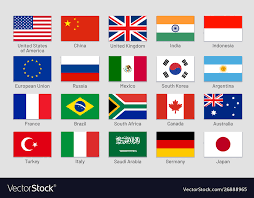 G20 Countries Flags Major World Advanced And