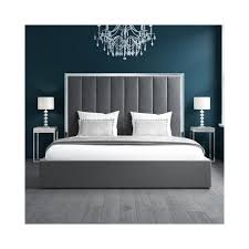 Grey Velvet Super King Size Ottoman Bed