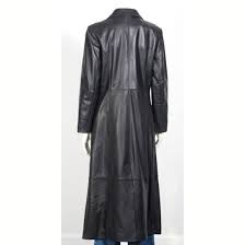 Designer Women Black Long Leather Coat