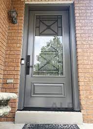 Grey Front Door With 3 4 Panel Glass