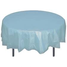 Disposable solid color table cloths are the perfect way to make your party colorful and easy! 84 Round Plastic Table Cover Blue 1 Piece In 2021 Round Table Covers Plastic Table Covers Table Covers