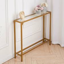 Tempered Glass Top Slim Console Table