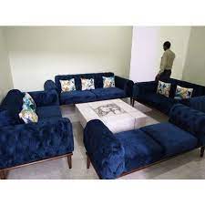 blue modern wooden sofa set
