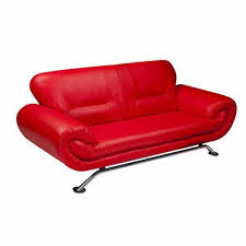 plain 2 seater red leather sofa at rs