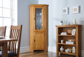 Country Oak Tall Glass Corner Display