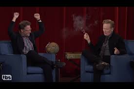 Conan O'Brien and Seth Rogen smoke weed on live TV