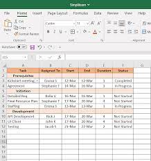 a project plan in excel
